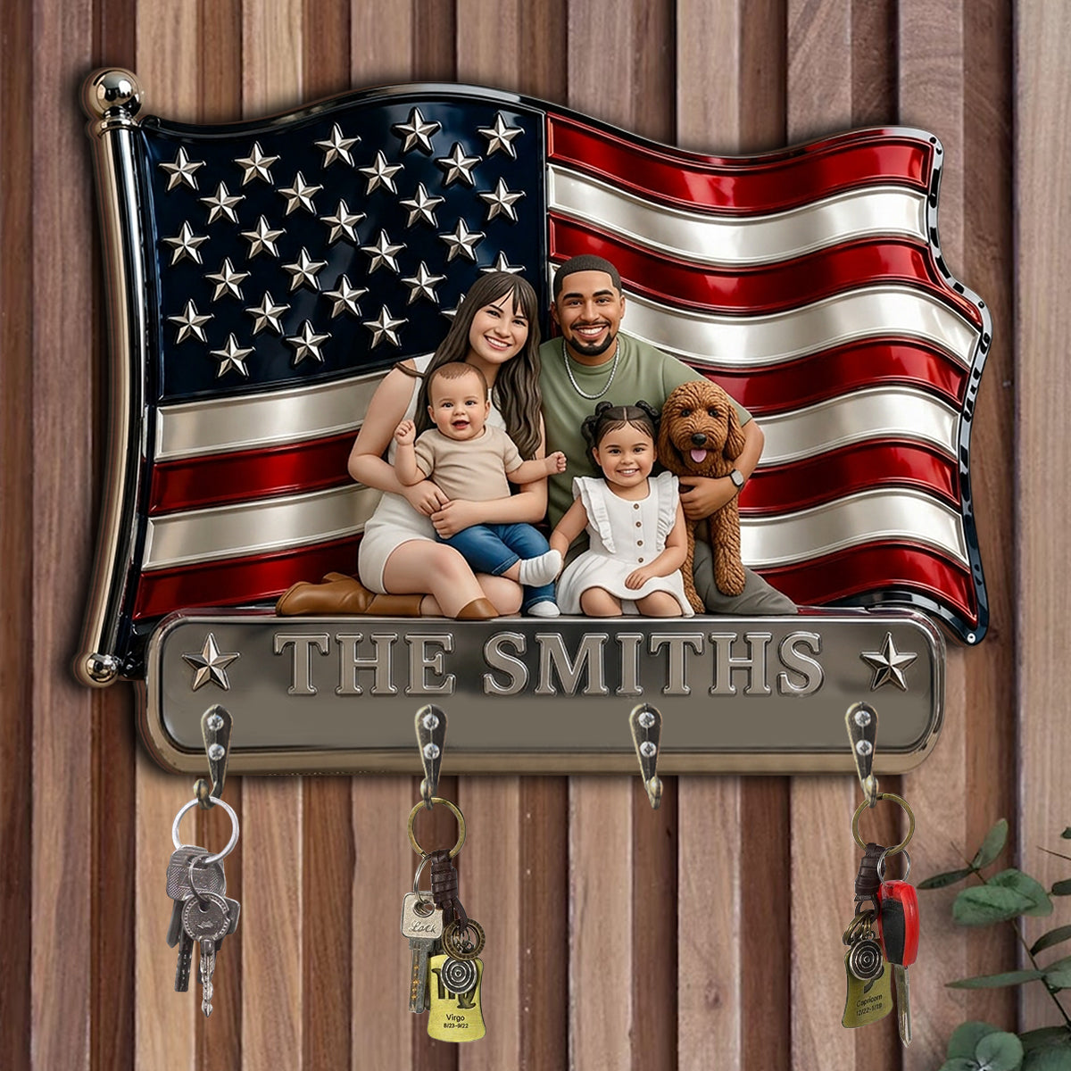 Cadeau Photo de Famille - Porte-Clés Personnalisé en Bois
