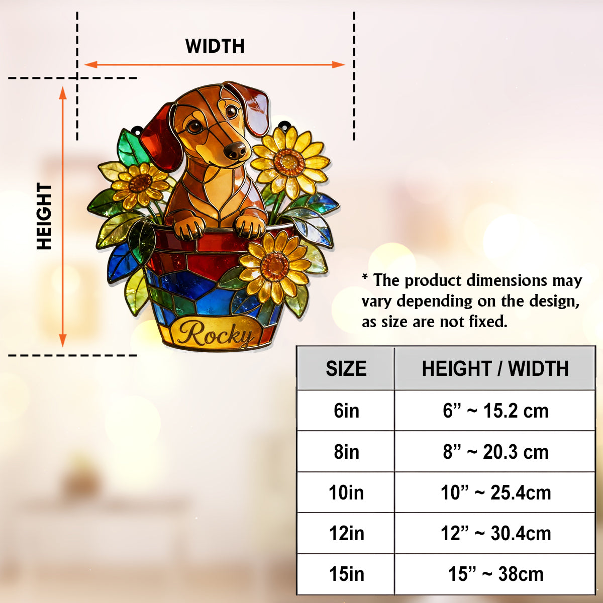 Cute Pet And Flowers - Personalized Dog Window Hanging Suncatcher Ornament