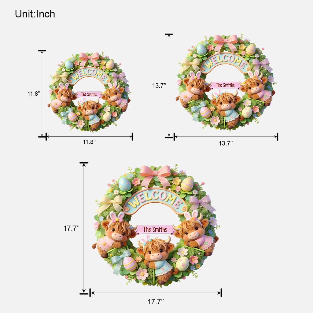 Happy Easter's Day Cute Highland Cow - Personalized Highland Cow Custom Shaped Wood Sign