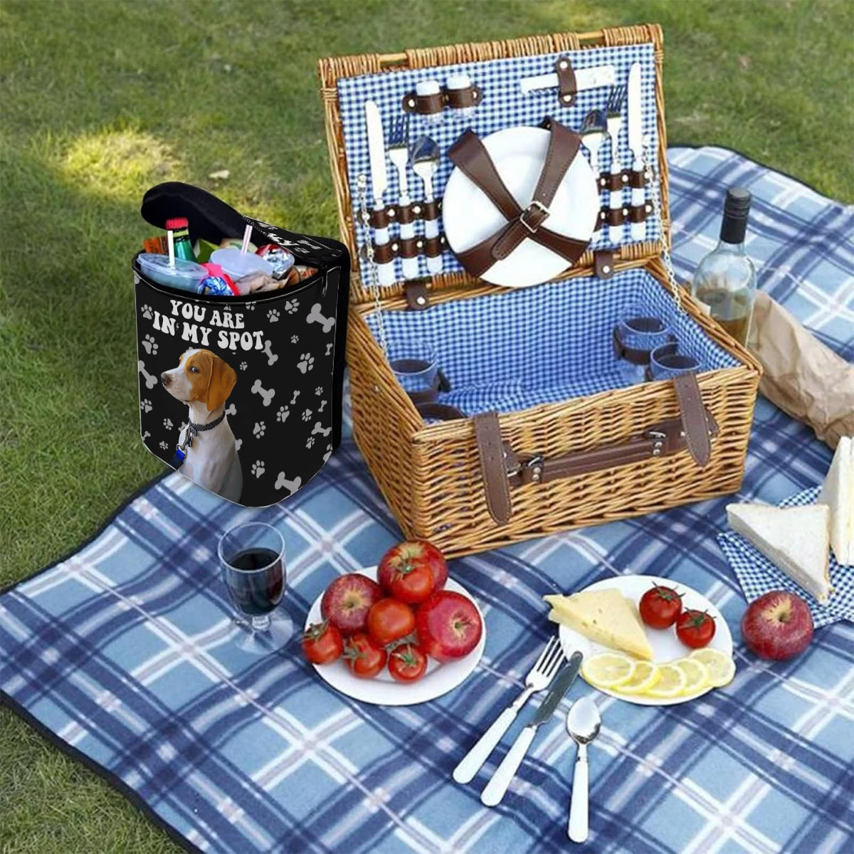 Tu es à ma place - Poubelle/organisateur de voiture portable personnalisé pour chien « Tu es à ma place »