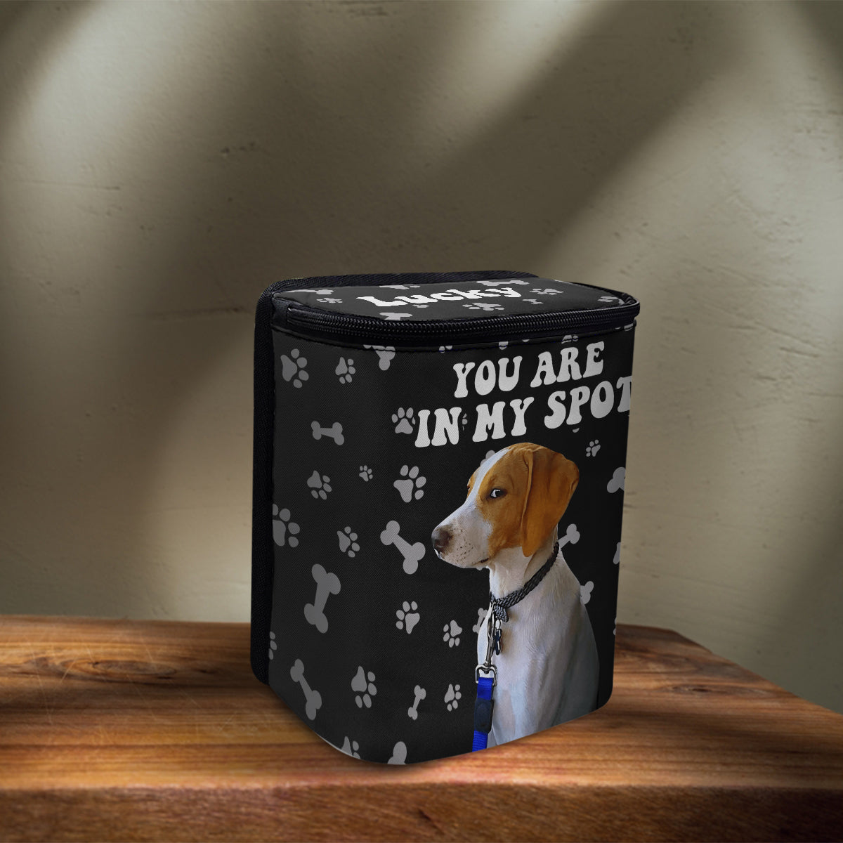 Tu es à ma place - Poubelle/organisateur de voiture portable personnalisé pour chien « Tu es à ma place »