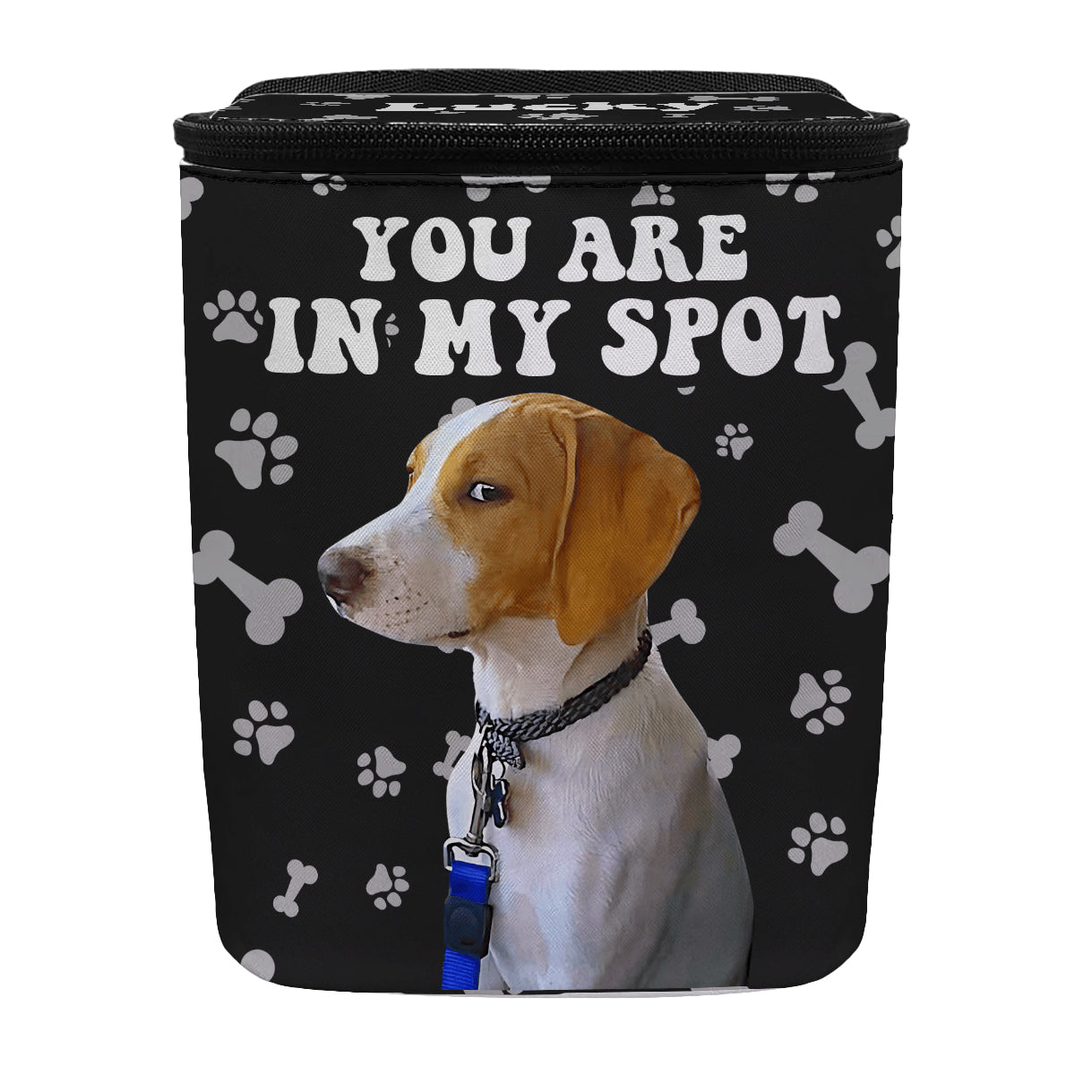 Tu es à ma place - Poubelle/organisateur de voiture portable personnalisé pour chien « Tu es à ma place »