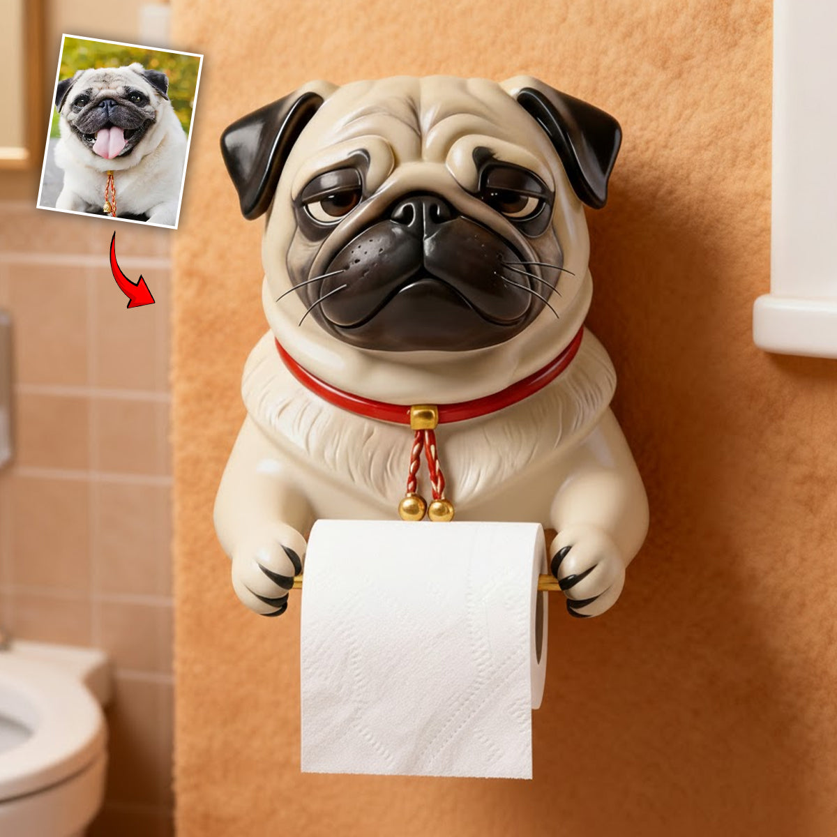 Porte-papier toilette pour chien personnalisé à partir de n'importe quelle photo -