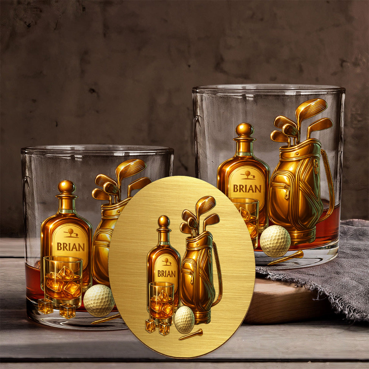 Whisky et Golf - Verre à whisky personnalisé sur le thème du golf