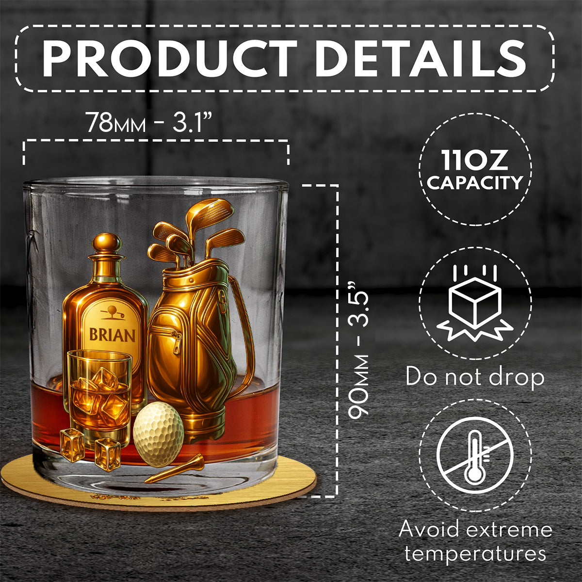 Whisky et Golf - Verre à whisky personnalisé sur le thème du golf