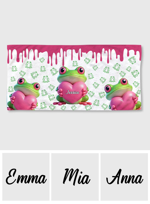 Serviette de plage/de bain grenouille mignonne - Serviette personnalisée à séchage rapide