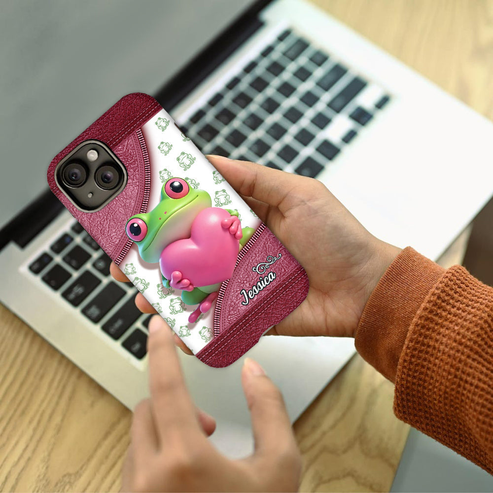 Coque de téléphone personnalisée Love Frog avec motif grenouille