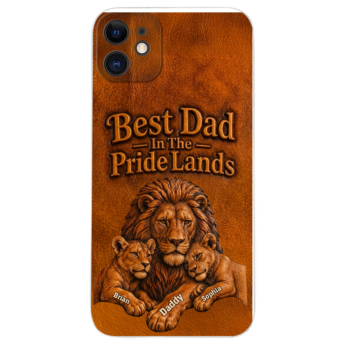 Papa Lion - Coque de téléphone en cuir personnalisée 3D