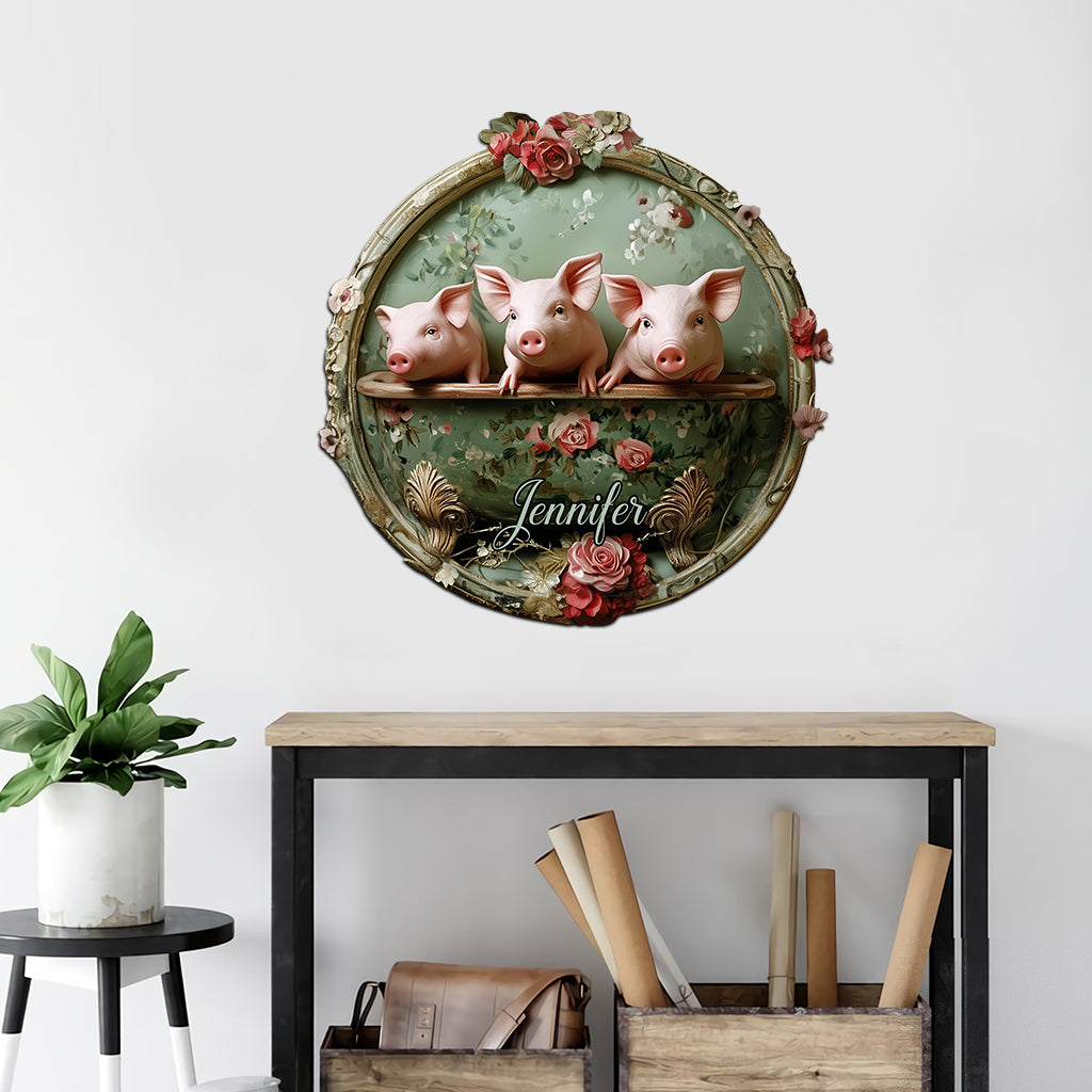 Animaux de la ferme fleuris - Panneau métallique personnalisé découpé à la main