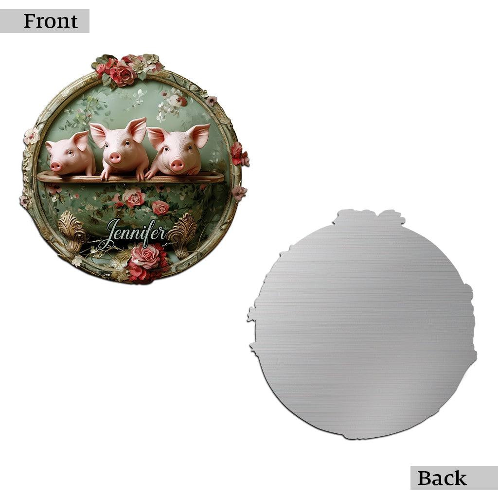 Animaux de la ferme fleuris - Panneau métallique personnalisé découpé à la main