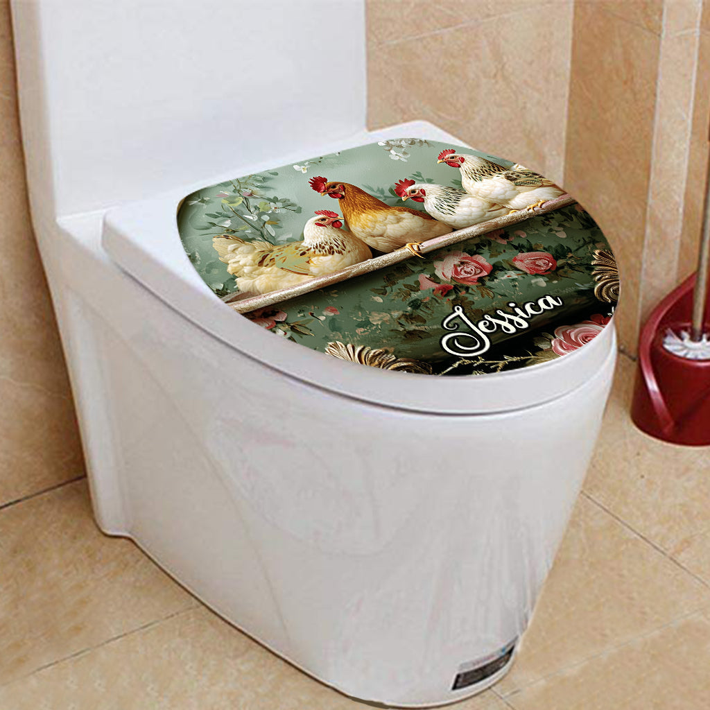 Ensemble rideau et tapis de bain personnalisés « Animaux de la ferme » avec fleurs