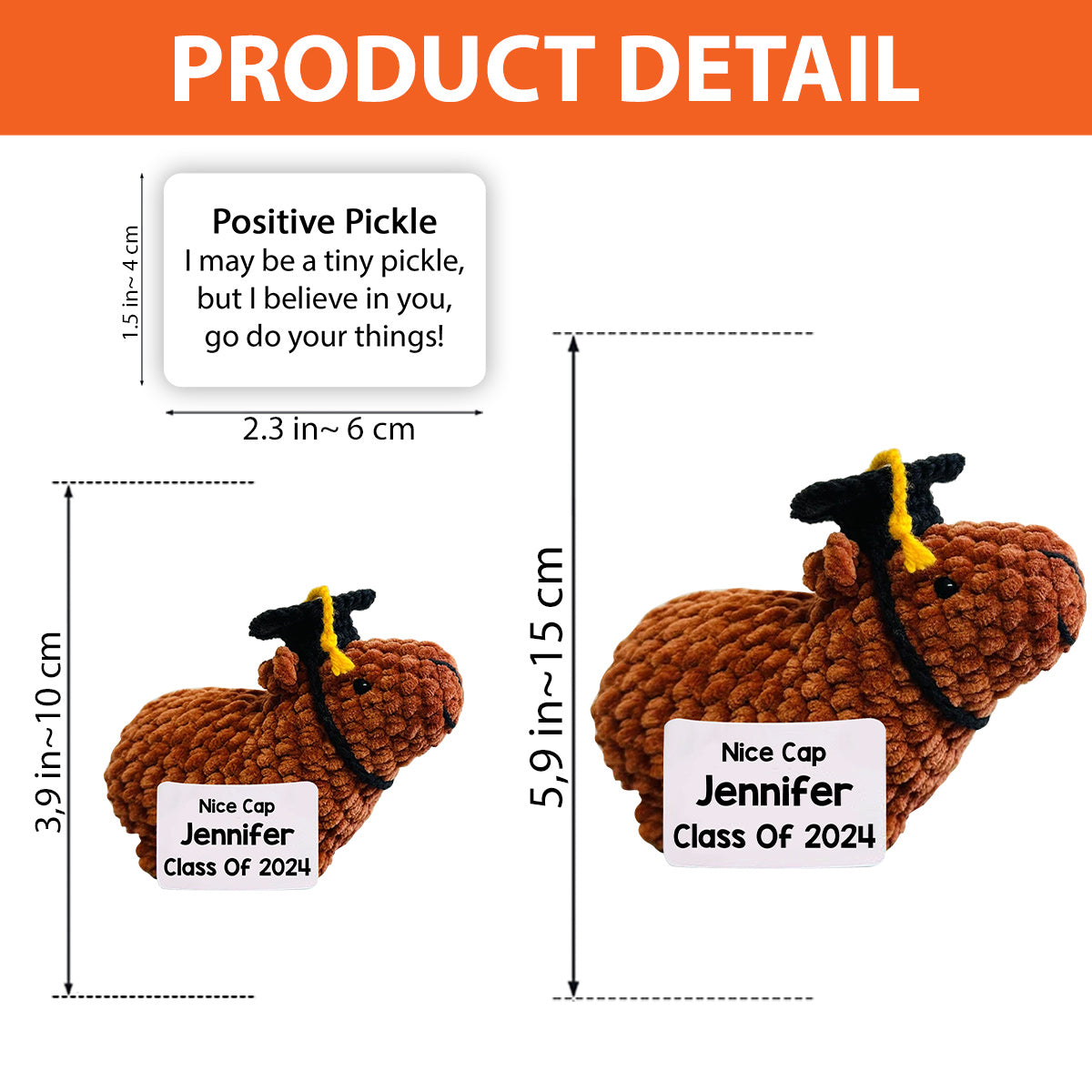 Nice Cap Graduate Capybara - Personalized Graduation Hand Knitted Figurine