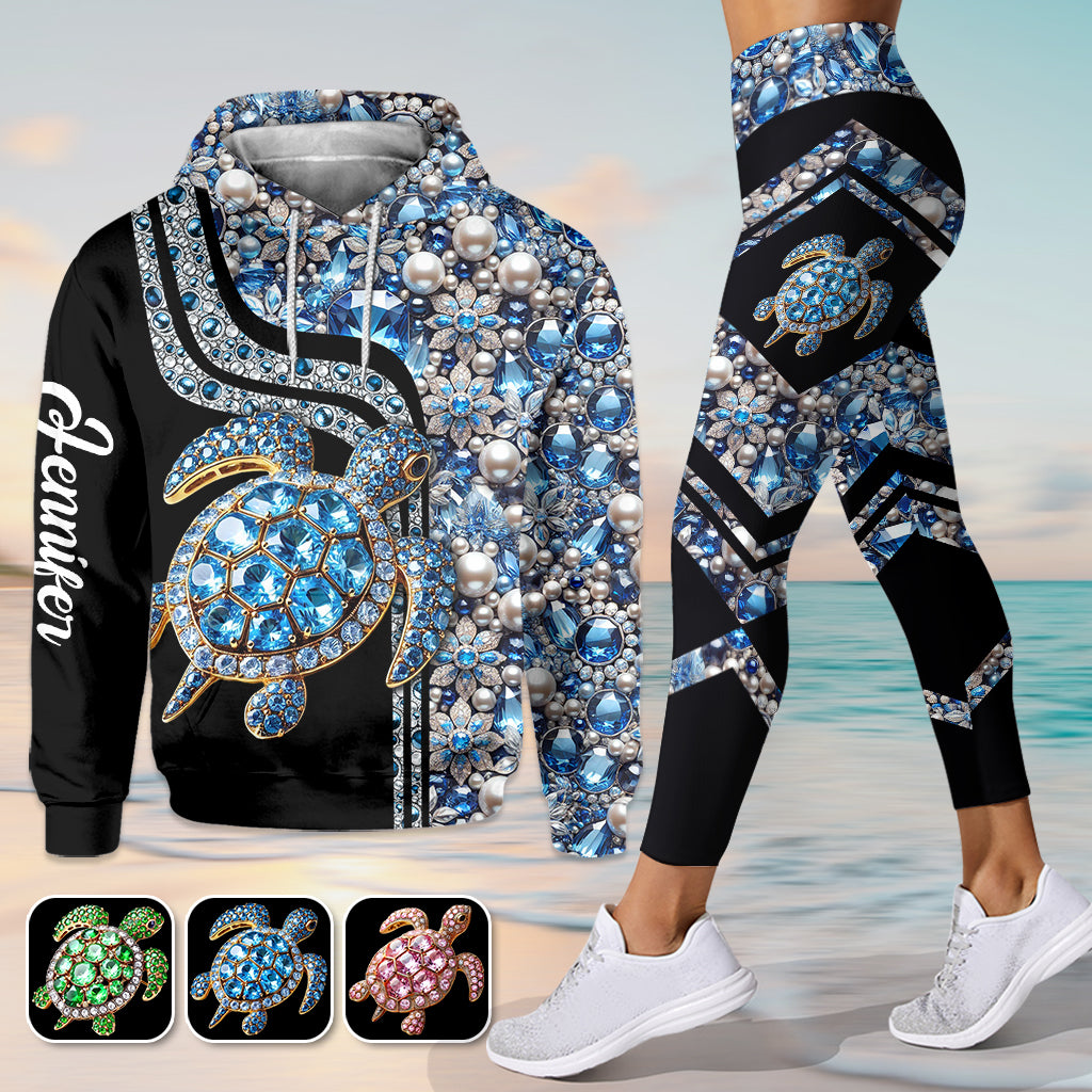 J'adore les tortues ! - Sweat à capuche et legging personnalisés avec tortue