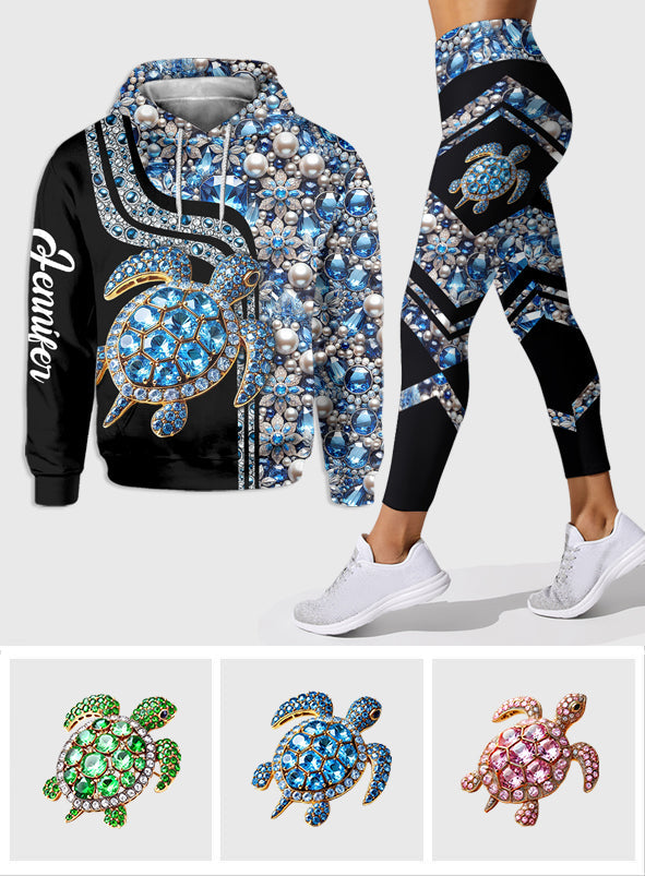 J'adore les tortues ! - Sweat à capuche et legging personnalisés avec tortue