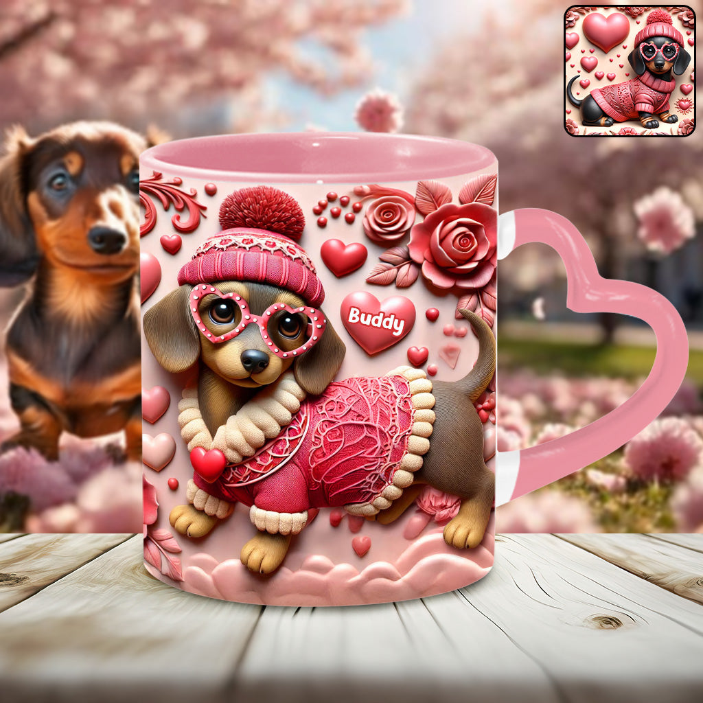 Valentine Dachshund - Personalized Dachshund Heart Handle Mug