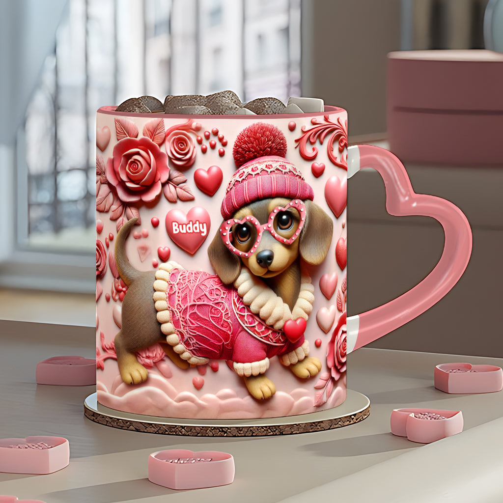 Valentine Dachshund - Personalized Dachshund Heart Handle Mug