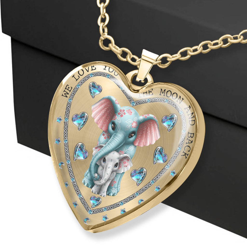 Aller et revenir de la lune - Cadeau pour grand-mère, maman, tante - Collier pendentif cœur personnalisé