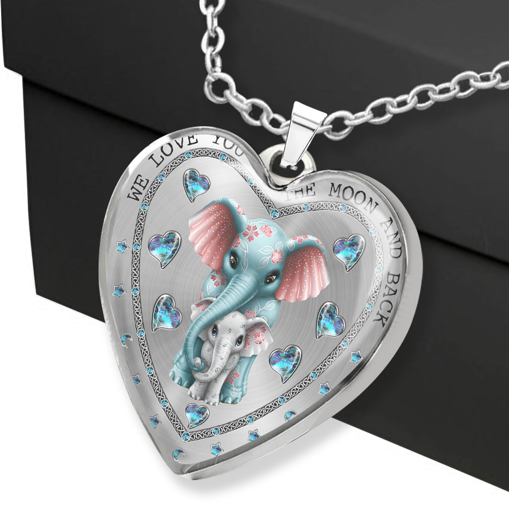 Aller et revenir de la lune - Cadeau pour grand-mère, maman, tante - Collier pendentif cœur personnalisé