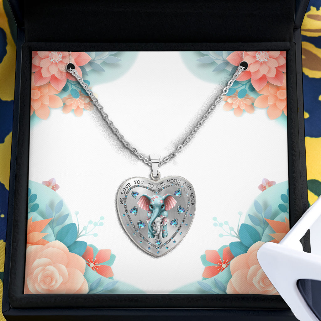 Aller et revenir de la lune - Cadeau pour grand-mère, maman, tante - Collier pendentif cœur personnalisé