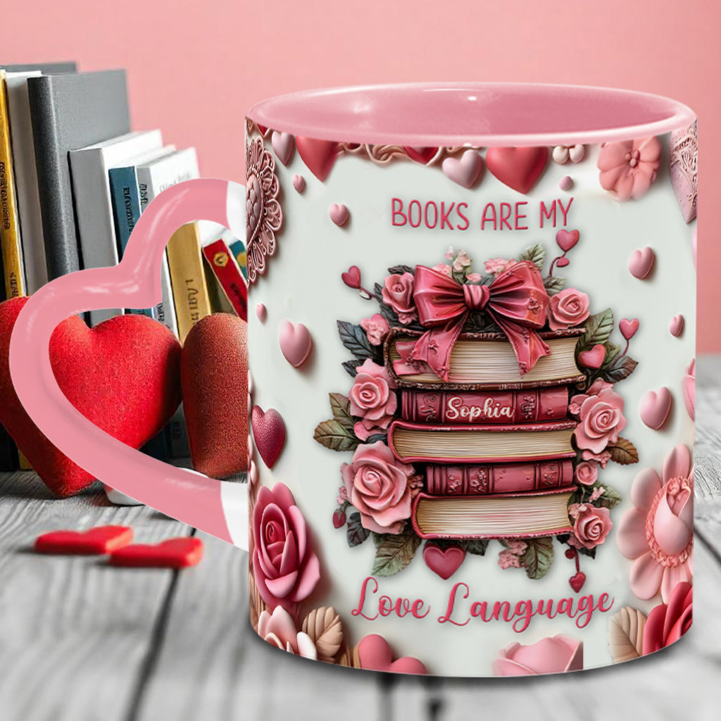 Les livres sont ma façon d'exprimer mon amour - Mug personnalisé avec anse en forme de cœur