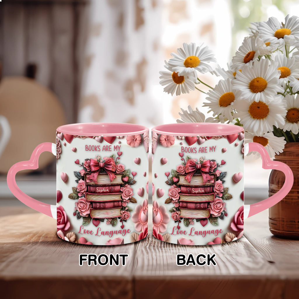 Les livres sont ma façon d'exprimer mon amour - Mug personnalisé avec anse en forme de cœur