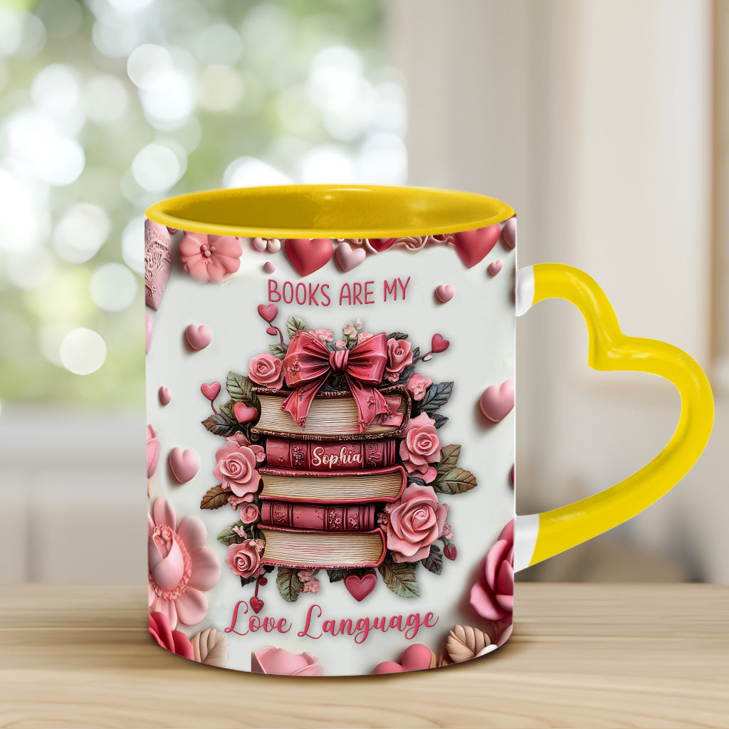 Les livres sont ma façon d'exprimer mon amour - Mug personnalisé avec anse en forme de cœur