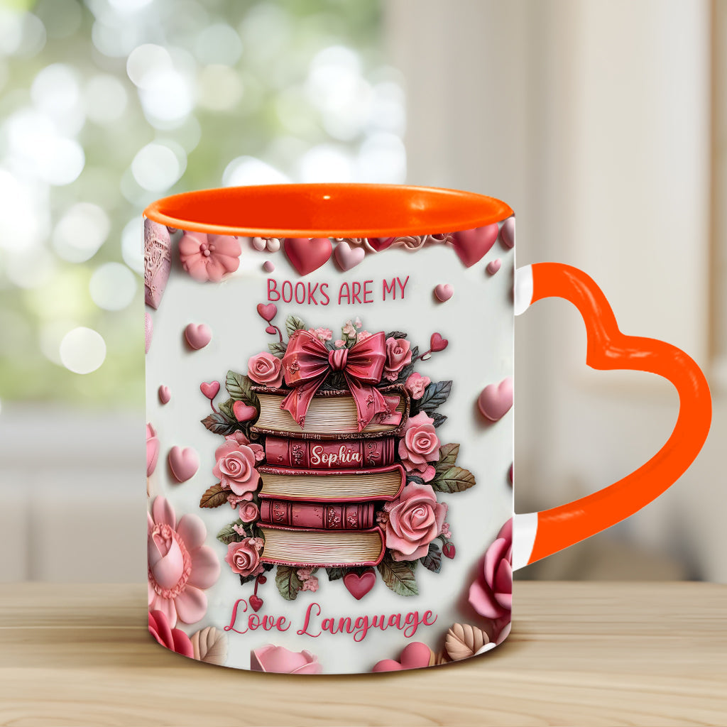 Les livres sont ma façon d'exprimer mon amour - Mug personnalisé avec anse en forme de cœur
