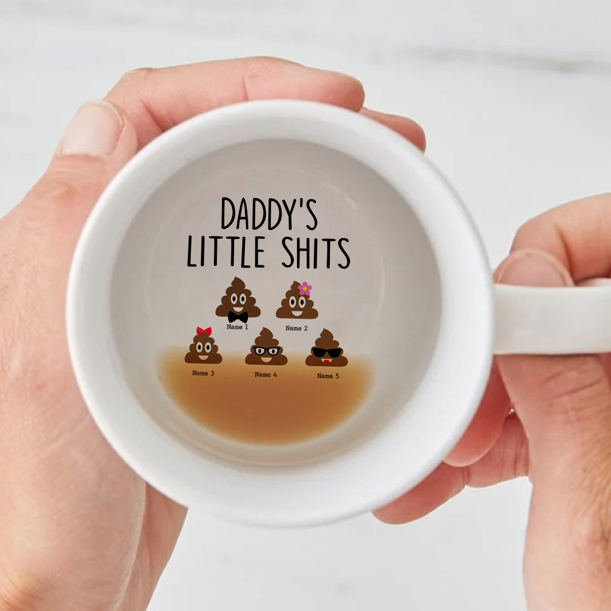 Les petits chéris de papa - Mug personnalisé avec message caché pour papa