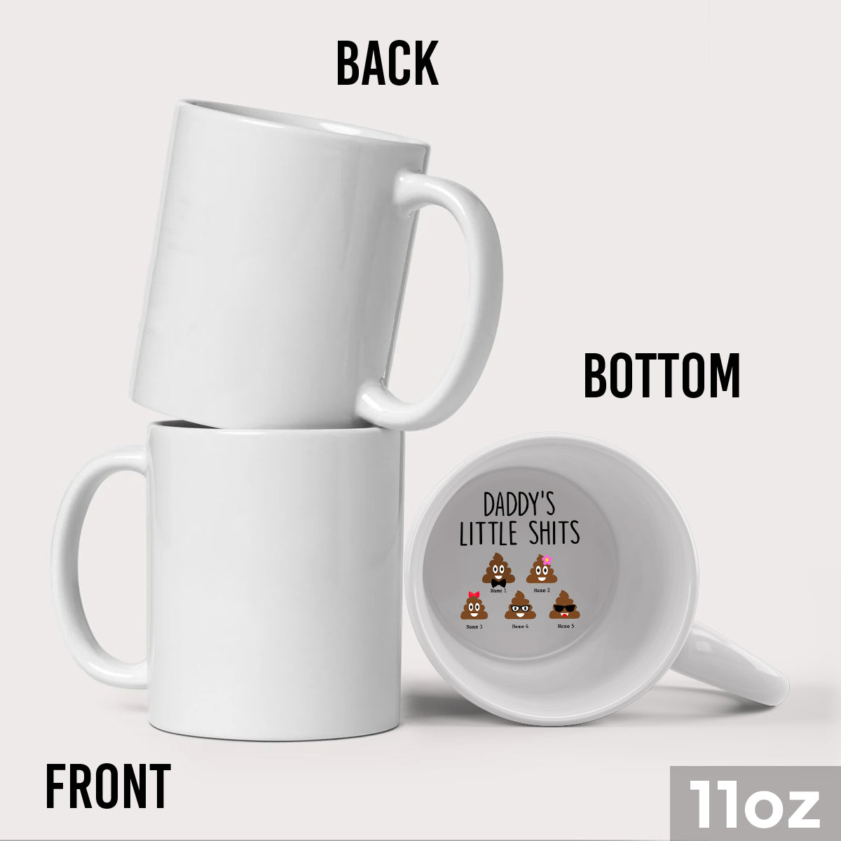 Les petits chéris de papa - Mug personnalisé avec message caché pour papa
