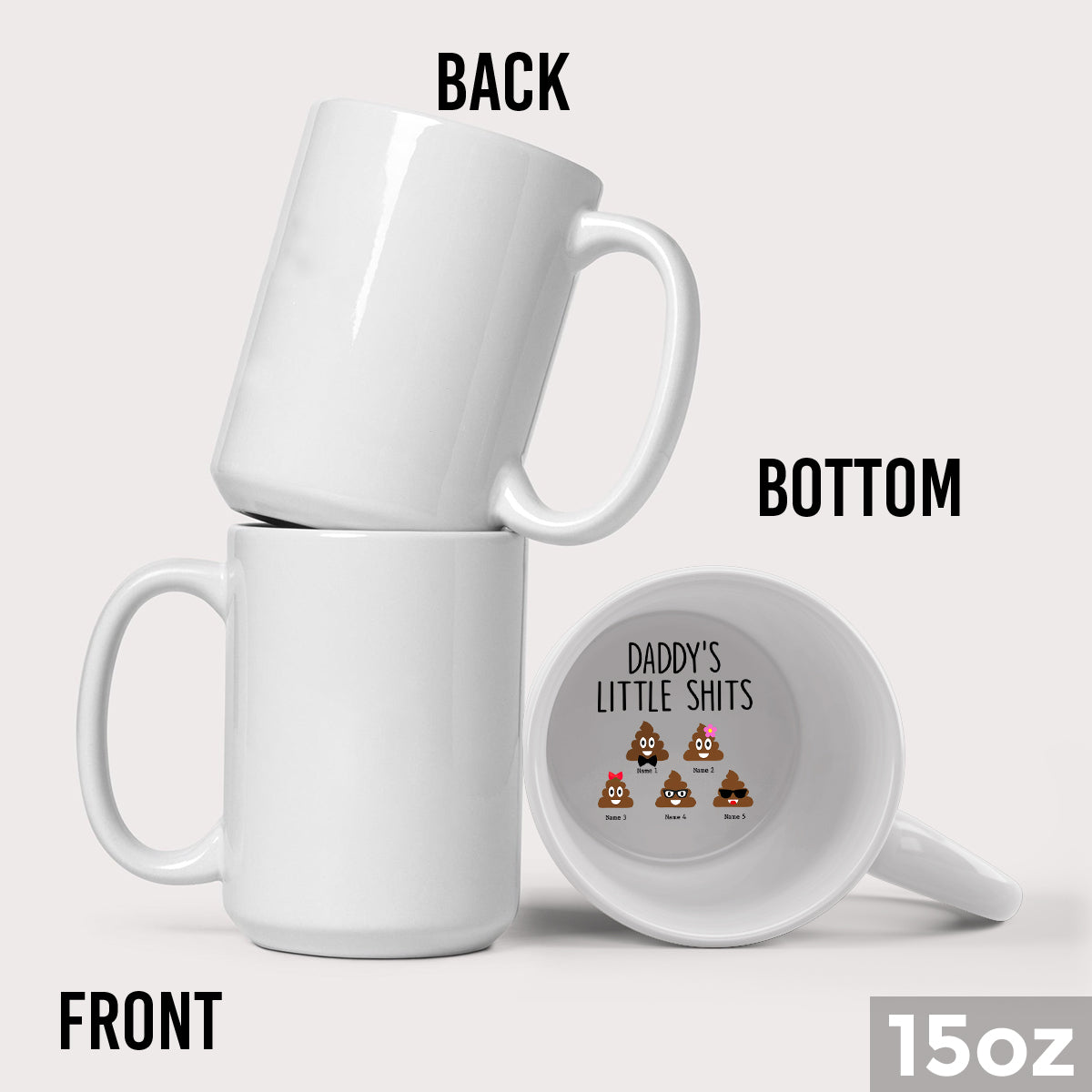 Les petits chéris de papa - Mug personnalisé avec message caché pour papa