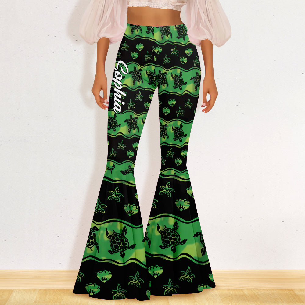 Cute Waves - Personalized Turtle Flare Leggings