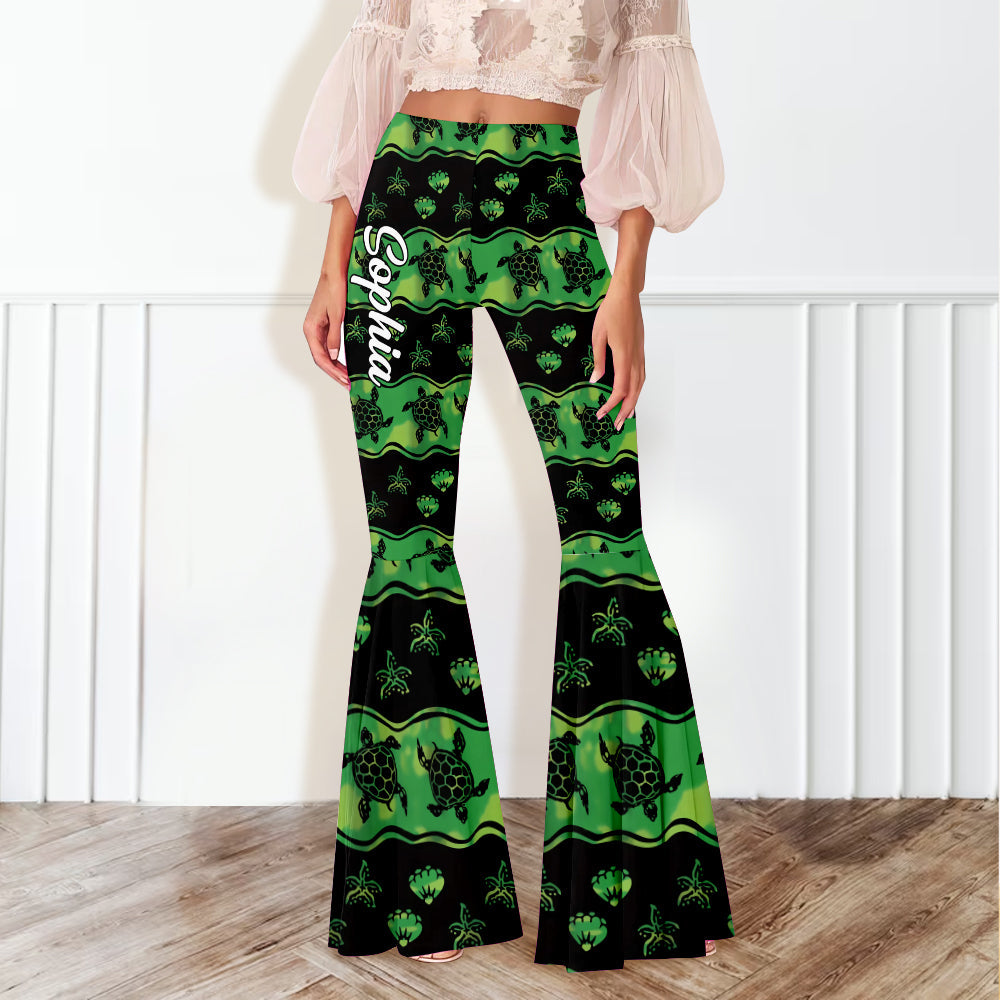 Cute Waves - Personalized Turtle Flare Leggings