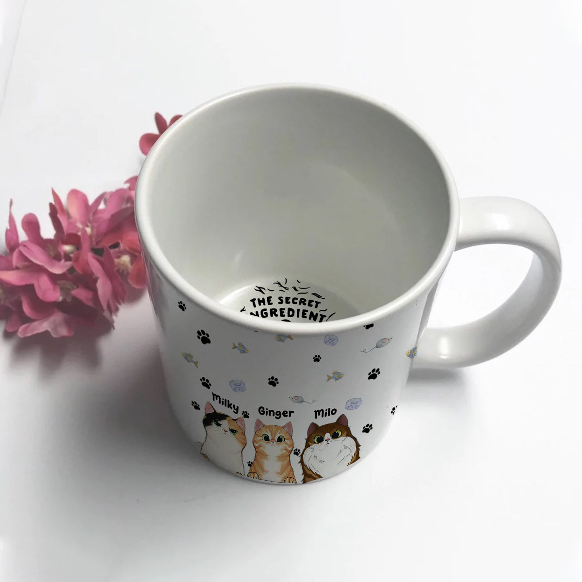 Mug personnalisé avec message caché « L'ingrédient secret » - Chat
