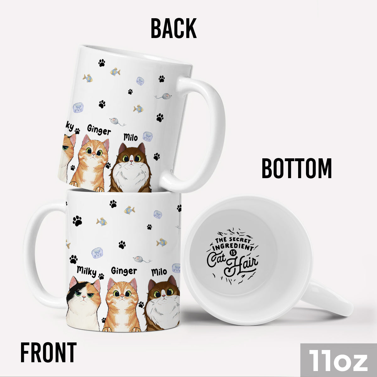 Mug personnalisé avec message caché « L'ingrédient secret » - Chat
