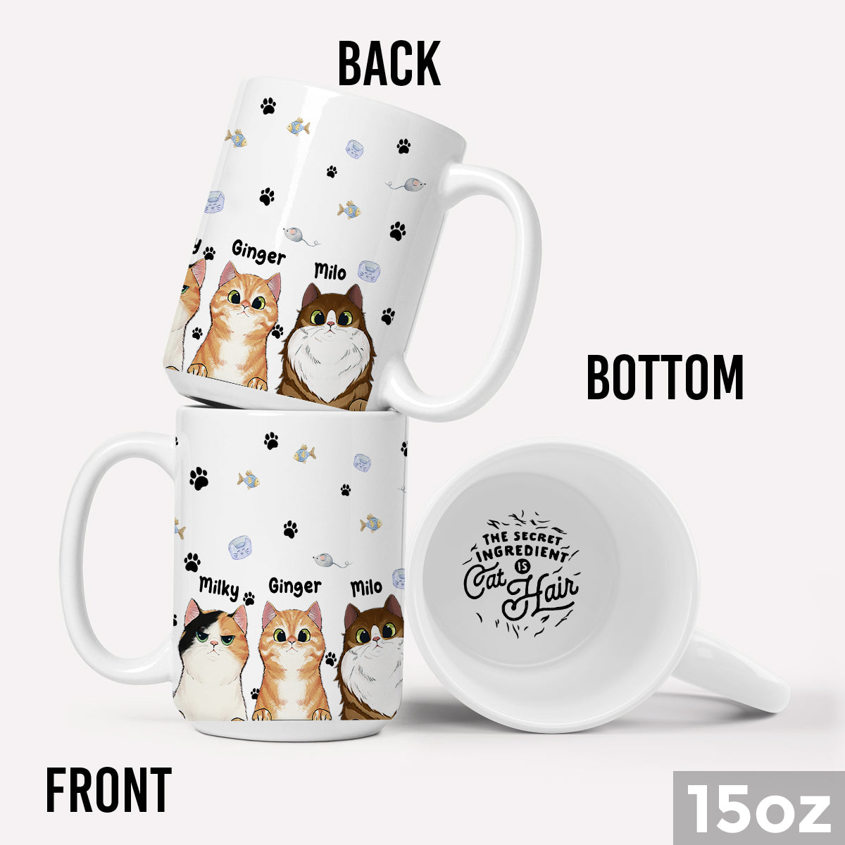 Mug personnalisé avec message caché « L'ingrédient secret » - Chat