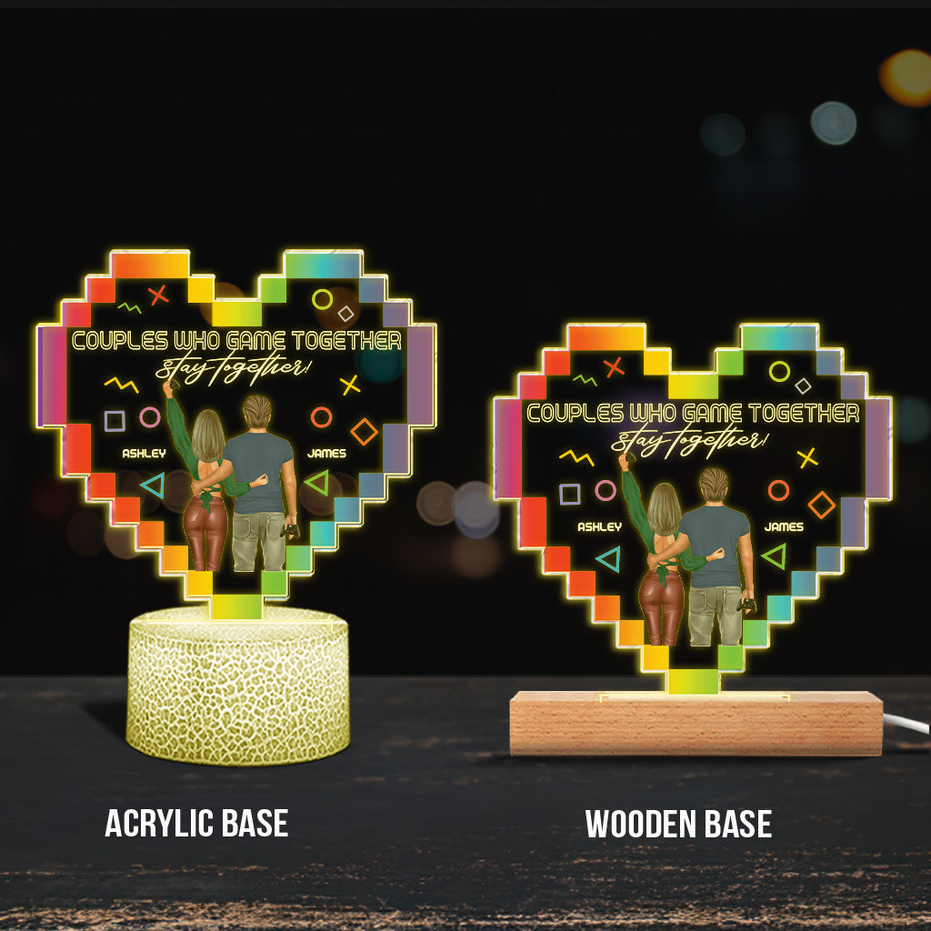 Couples Who Game Together Stay Together - Personalized Video Game Shaped Plaque Light Base