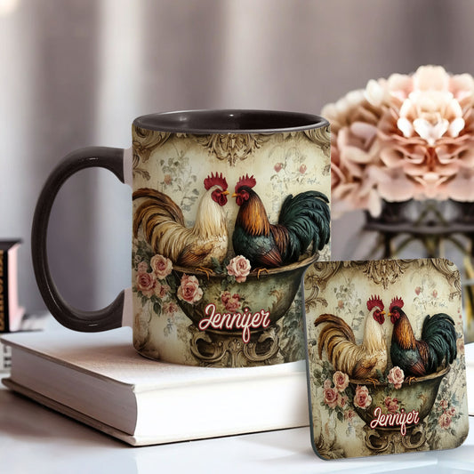 Mug personnalisé « Coq amoureux » - Thème fermier