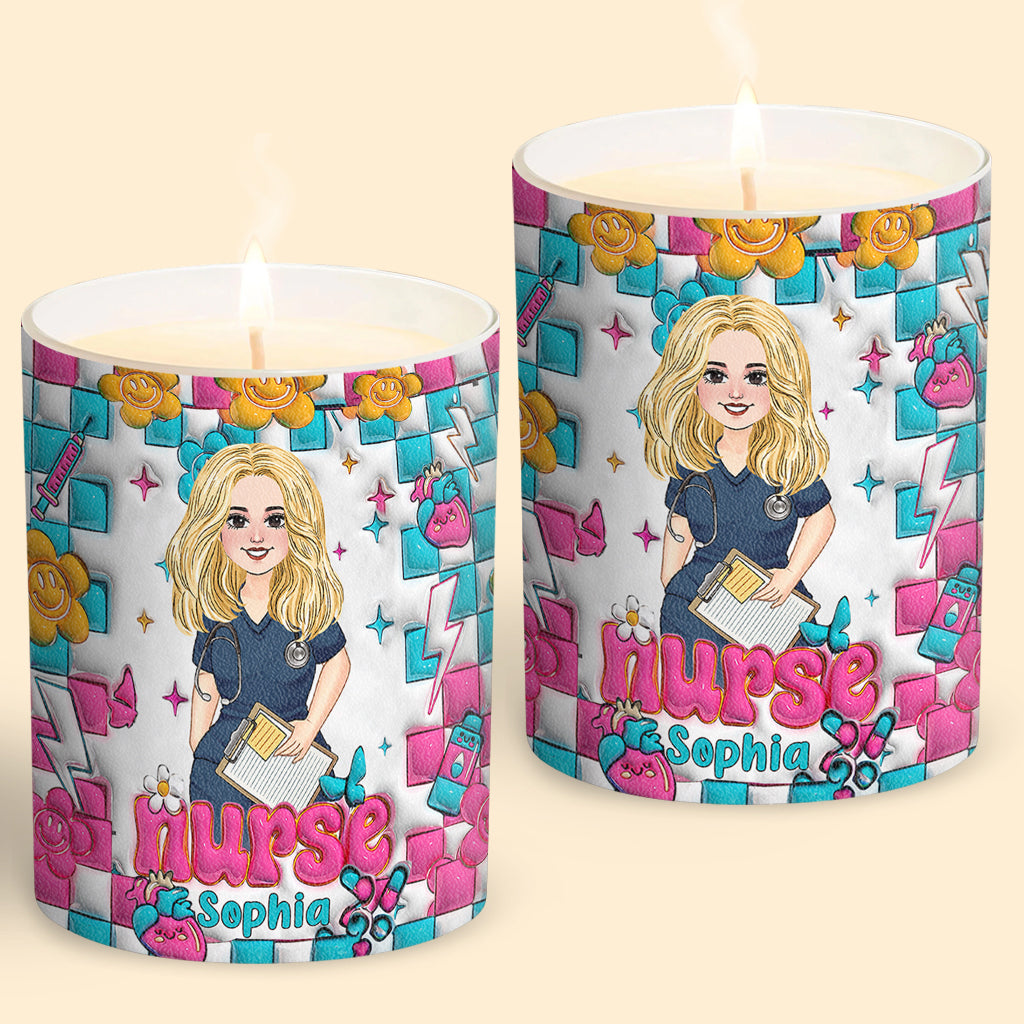 Bougie personnalisée pour infirmière avec couvercle en bois - Vie d'infirmière