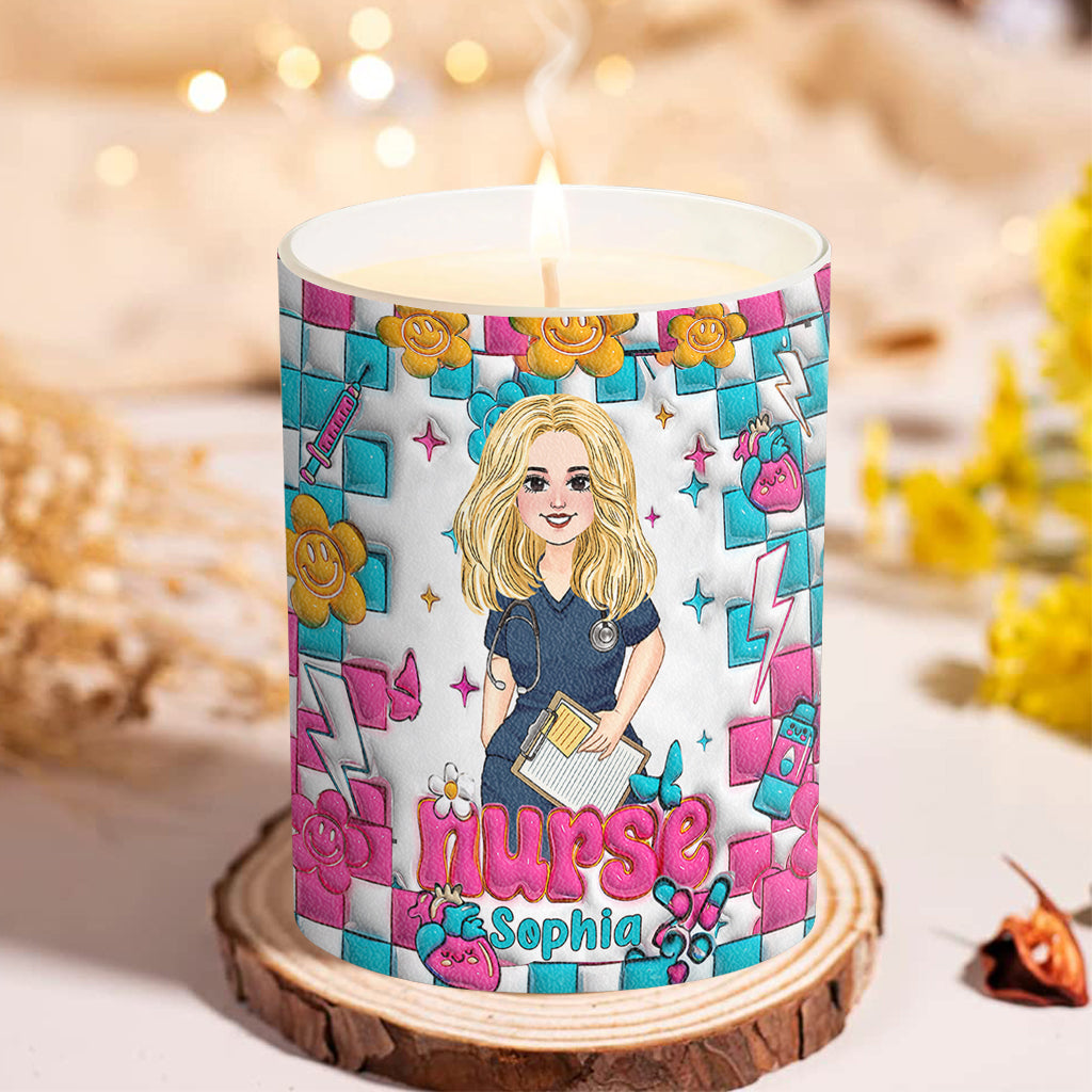 Bougie personnalisée pour infirmière avec couvercle en bois - Vie d'infirmière