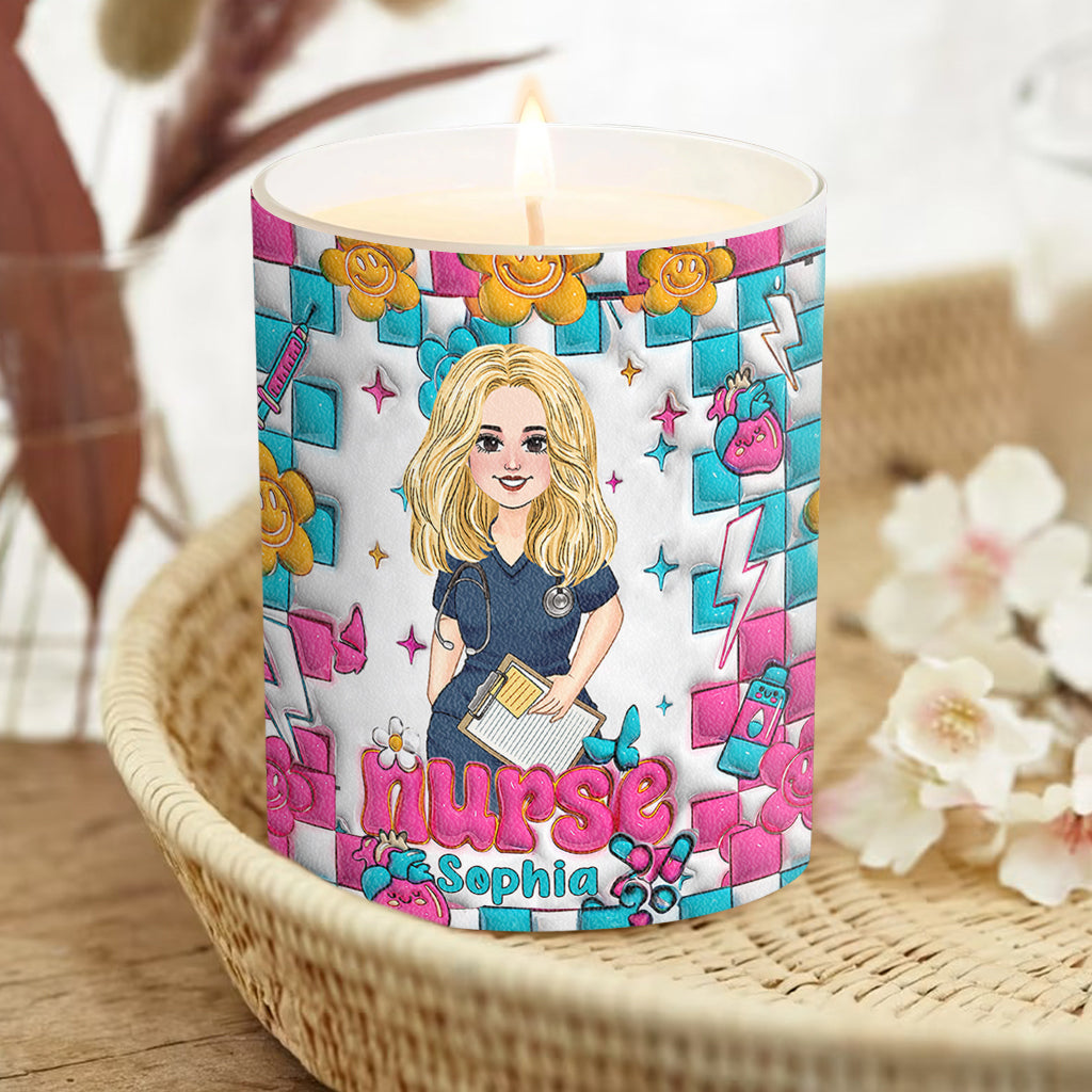 Bougie personnalisée pour infirmière avec couvercle en bois - Vie d'infirmière