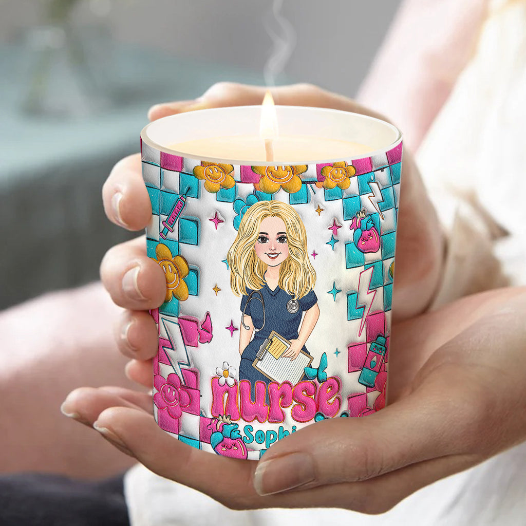 Bougie personnalisée pour infirmière avec couvercle en bois - Vie d'infirmière