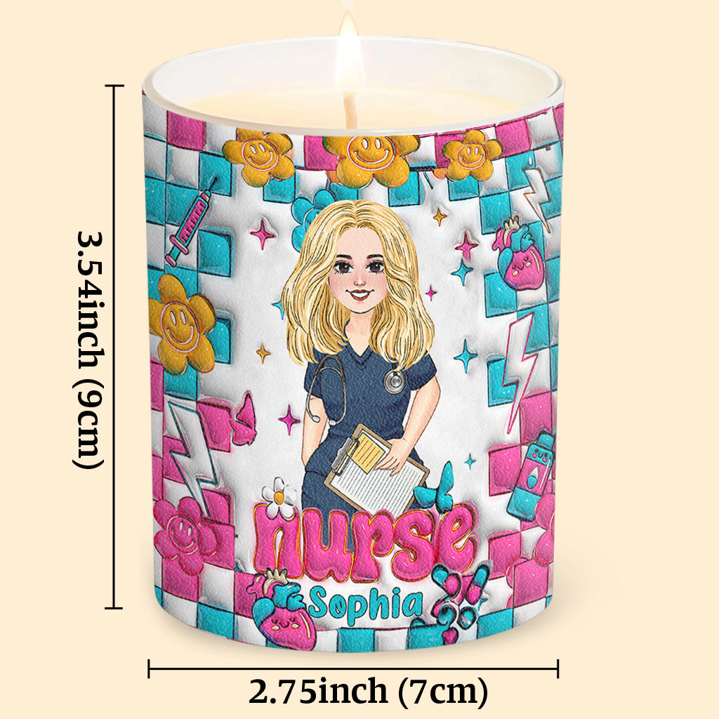 Bougie personnalisée pour infirmière avec couvercle en bois - Vie d'infirmière