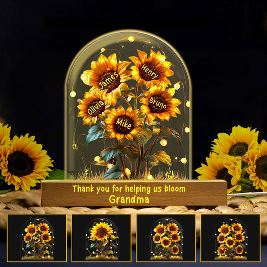 Veilleuse LED personnalisée en forme de maman, inspirée du jardin de tournesols de grand-mère