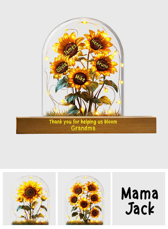 Veilleuse LED personnalisée en forme de maman, inspirée du jardin de tournesols de grand-mère