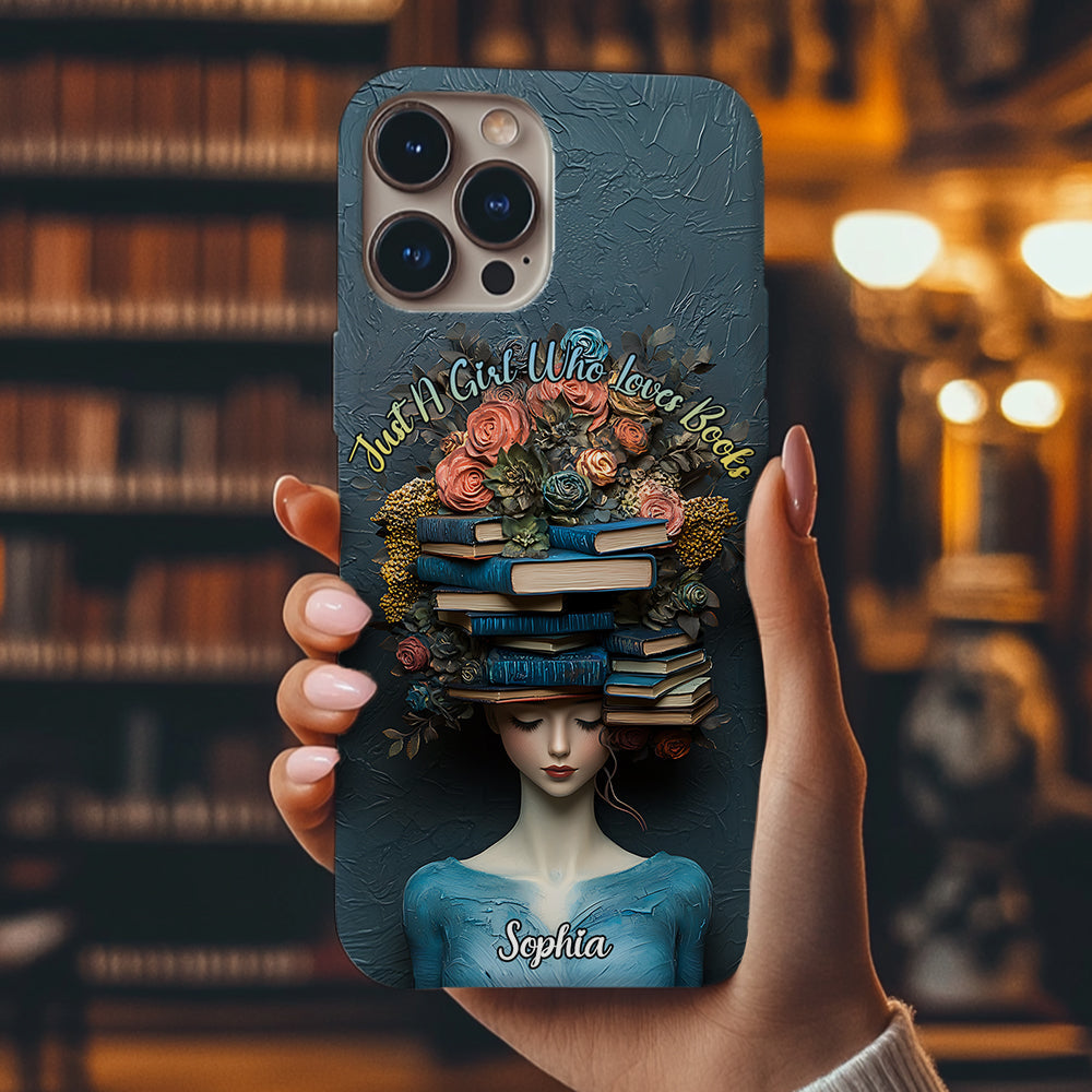 Une fille qui aime les livres - Coque de téléphone personnalisée avec impression intégrale d'un livre