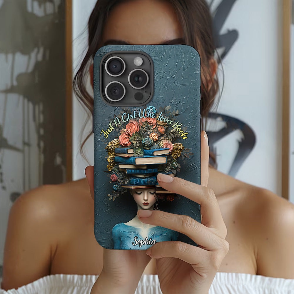 Une fille qui aime les livres - Coque de téléphone personnalisée avec impression intégrale d'un livre