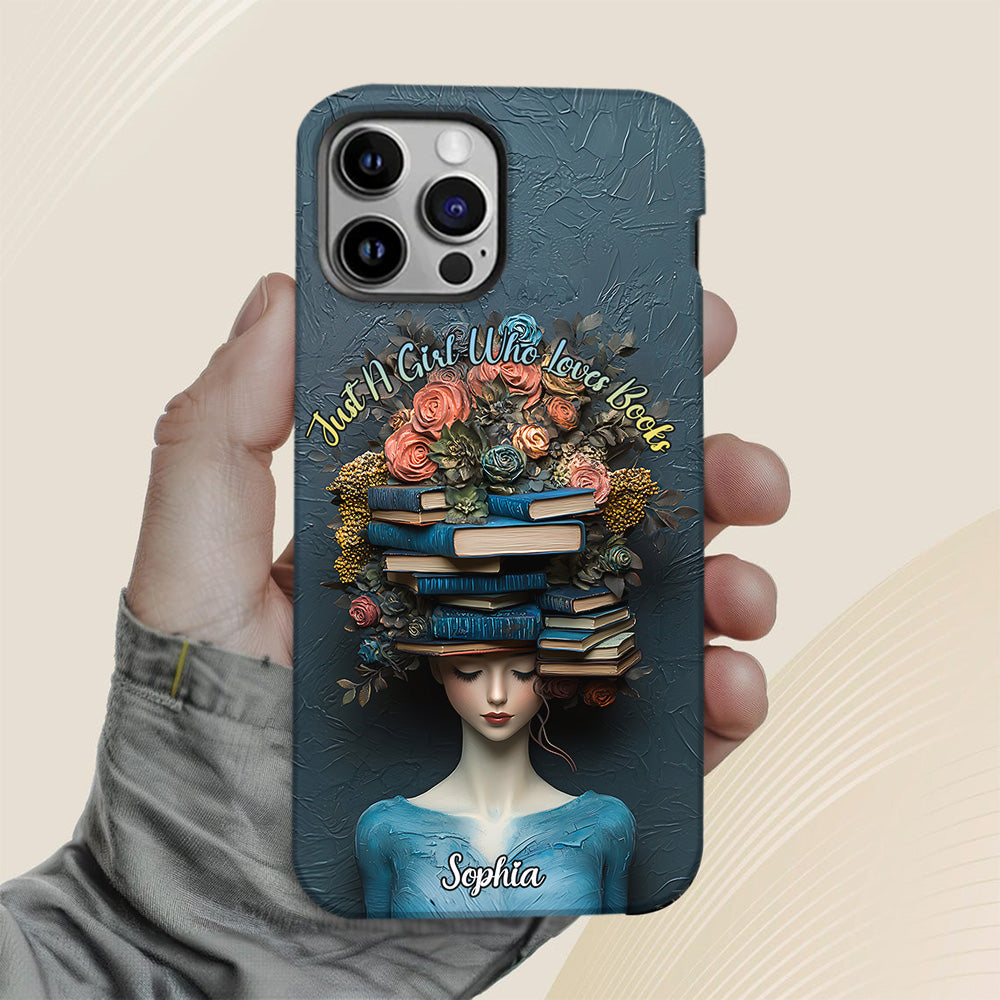 Une fille qui aime les livres - Coque de téléphone personnalisée avec impression intégrale d'un livre