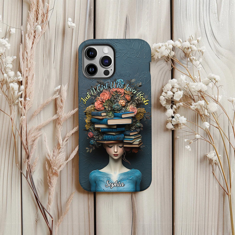Une fille qui aime les livres - Coque de téléphone personnalisée avec impression intégrale d'un livre