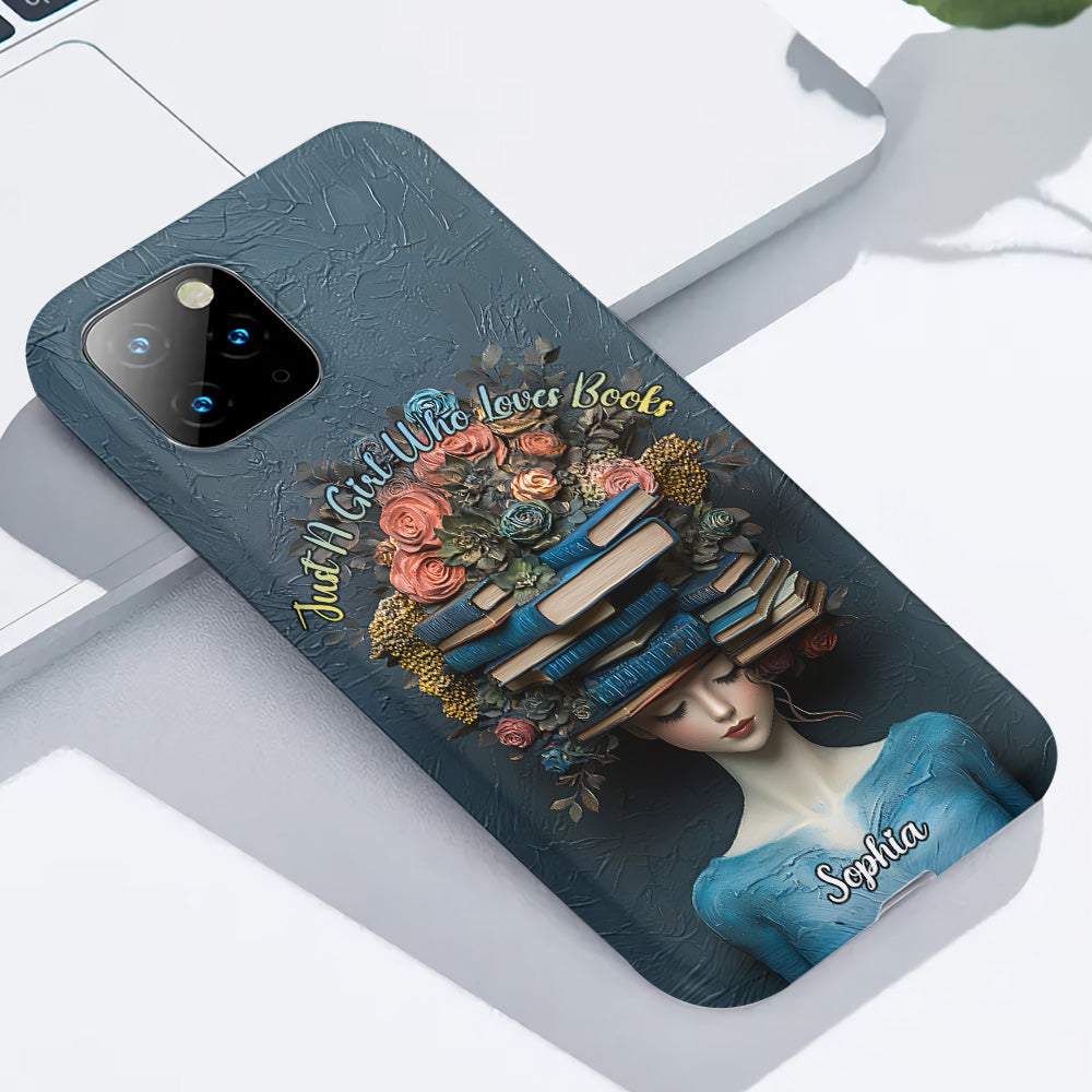 Une fille qui aime les livres - Coque de téléphone personnalisée avec impression intégrale d'un livre