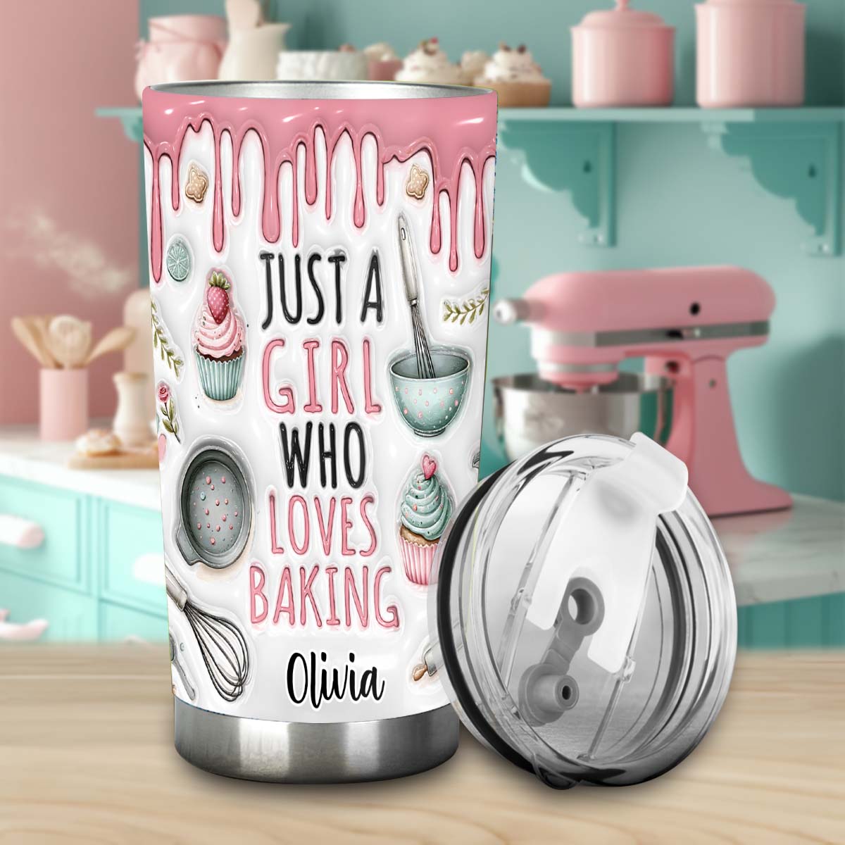 Une fille qui adore pâtisser - Gobelet isotherme personnalisé
